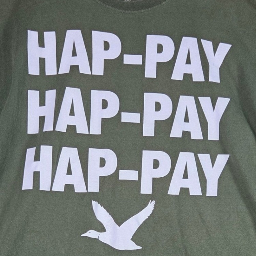 Duck Dynasty Graphic Tee Mens XL Green Hap-Pay Hap-Pay Hap-Pay Duck T-Shirt
